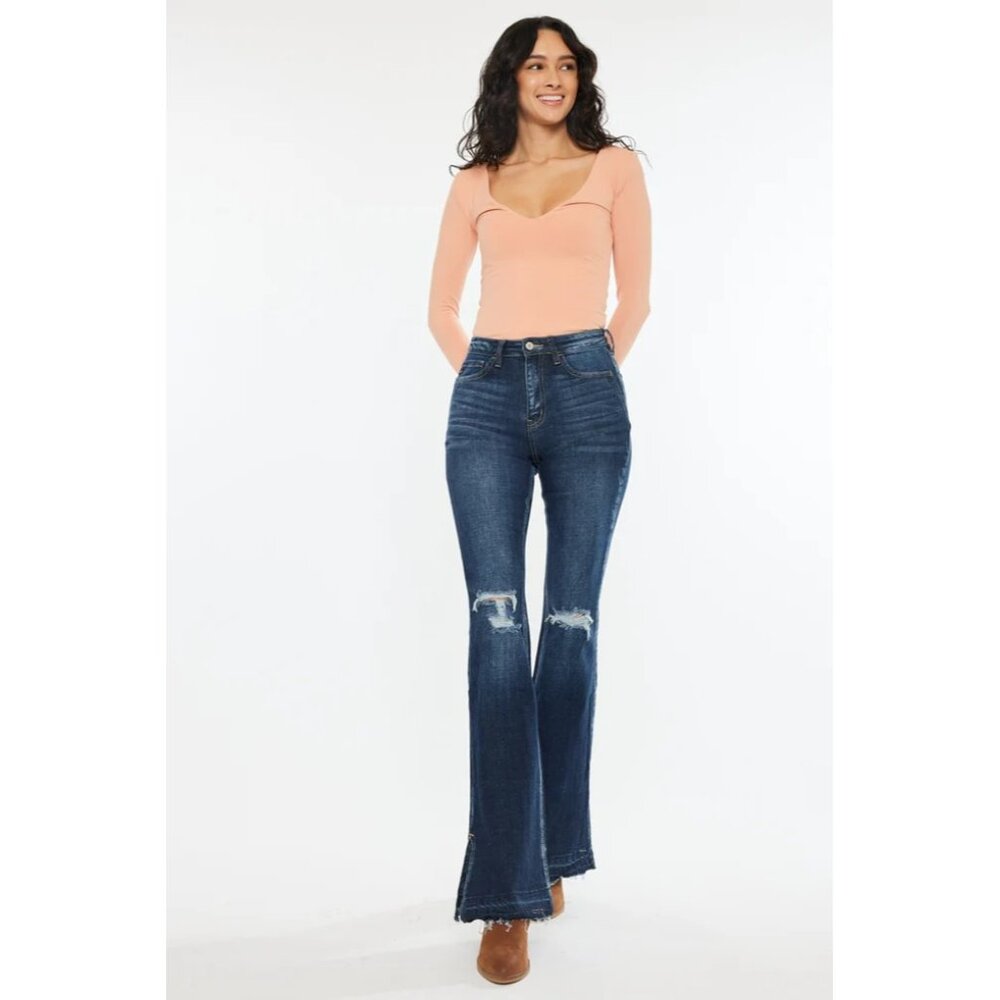 KanCan Flared Jeans Bailey High Rise Distressed Raw Hem Sz 15/31 - Picture 2 of 14